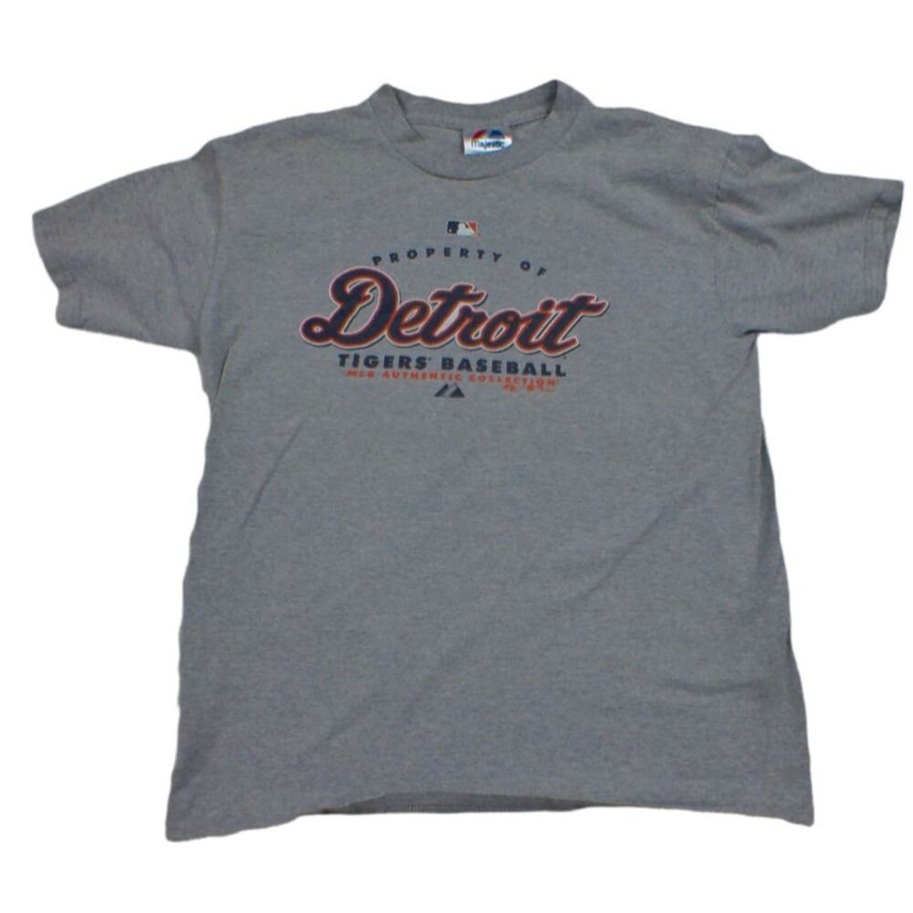 Detroit Tigers Size Large Shirt Gray MLB Authentic Collection Majestic